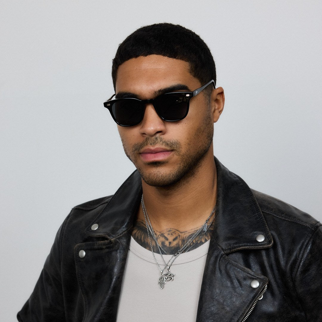 Man wearing Yume Lucid Black sunglasses