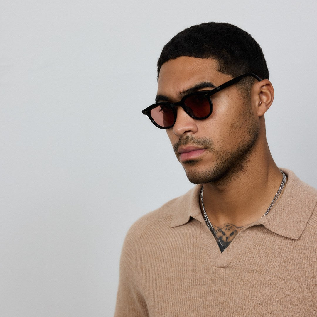 Man wearing Yume Noxie Black/Red sunglasses