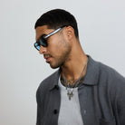 Man wearing Yume Mirae Black/Blue sunglasses