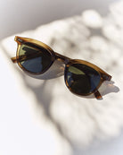 Noxie Brown/Green sunglasses, amber acetate frame with green lenses