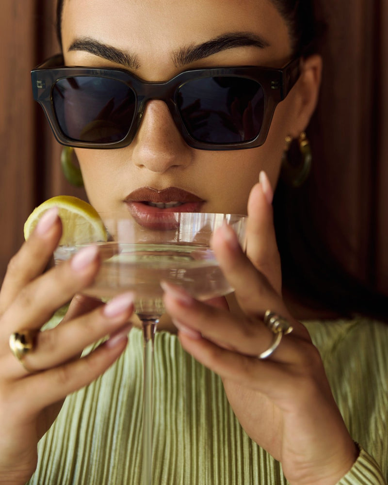 Celuna sunglasses styled for evening drinks