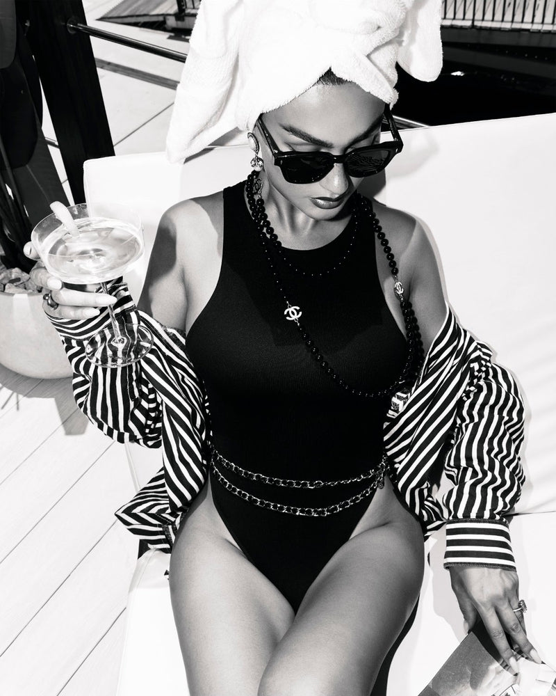 Noema sunglasses styled for evening drinks